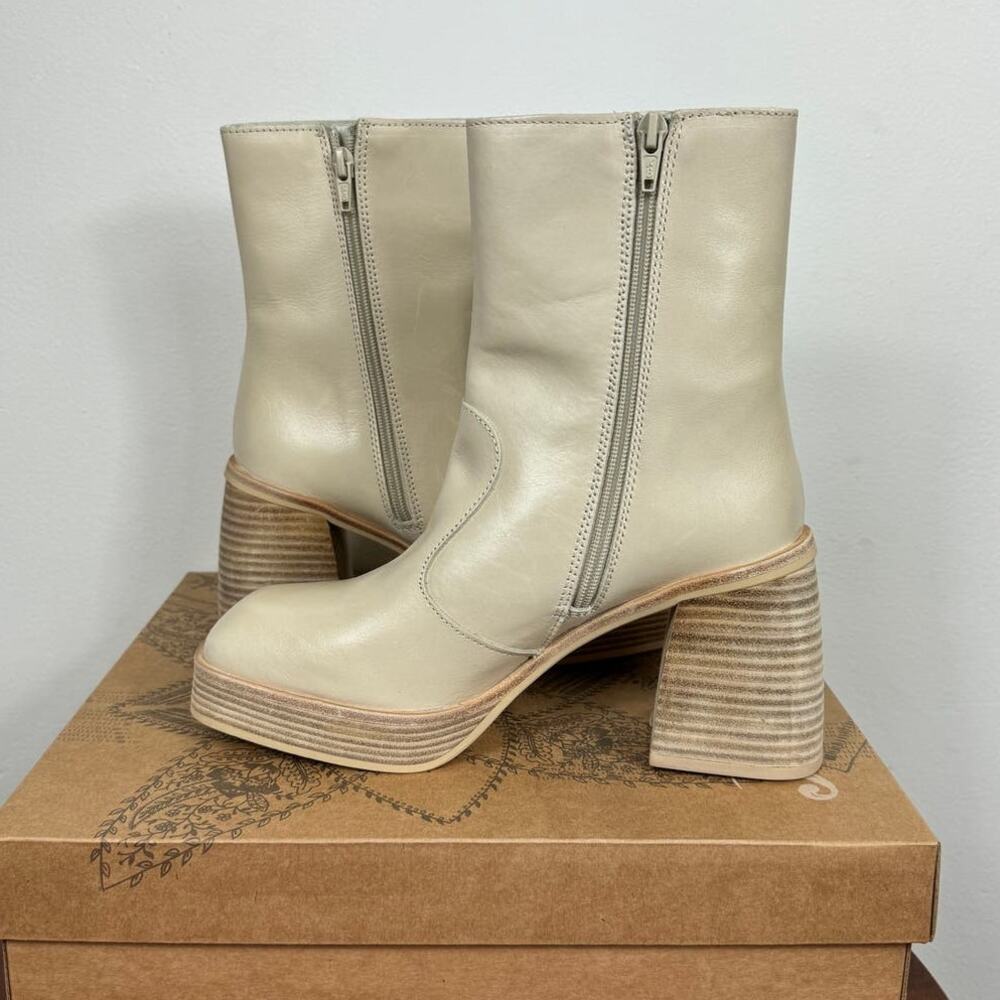 New Free People Ruby Platform Bootie in Bone Leather Women's Size EU 38.5 - Picture 5 of 8